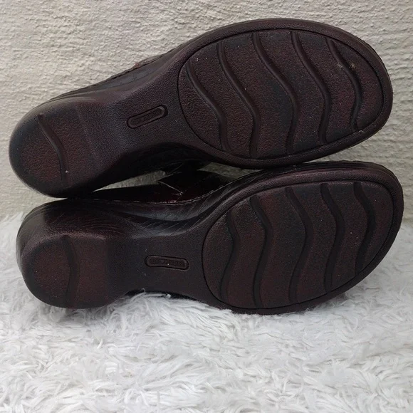 Nurse Mates Pillow Top Halle Burgundy Snakeskin Leather Round Toe Clog Shoes - Picture 7 of 16